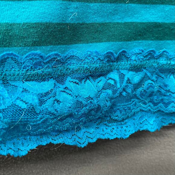 Vtg 90s 00s Y2K Striped Lace Trim Straps Camisole Tank Top Womens XL Blue Cotton - Picture 5 of 11